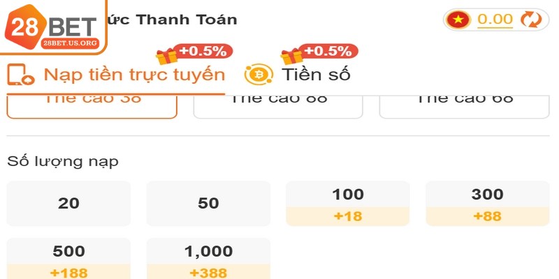 Điều kiện cần biết khi thực hiện nạp tiền 28BET