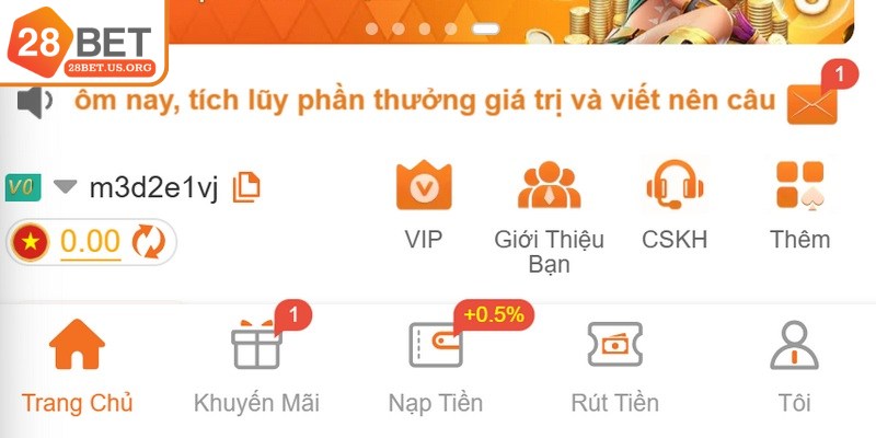 Hướng dẫn các bước nạp tiền 28BET chi tiết